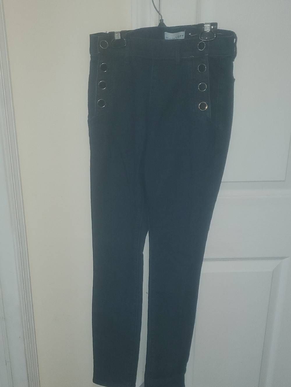 LOFT Black Skinny Pants with Grommet Detail